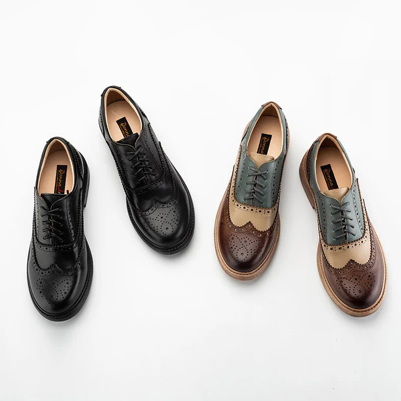 Genuine Leather Mixed Color Oxfords