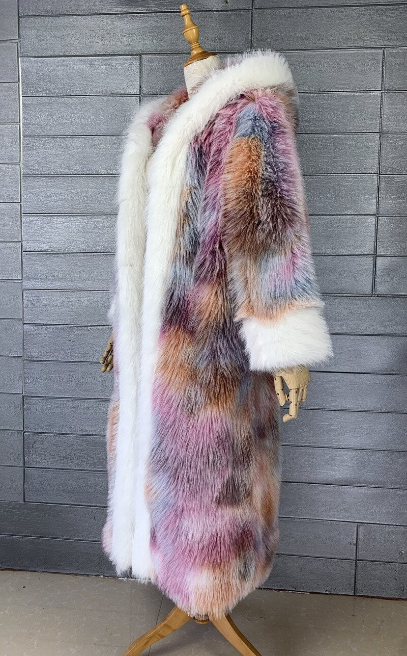 Colourful Faux Fur Coat