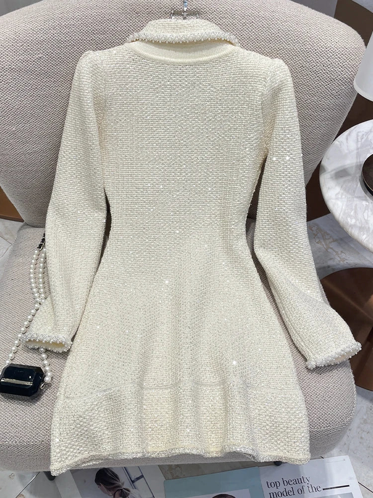 Beaded Knit Sweater Dress