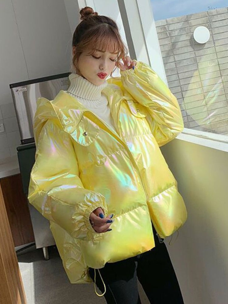 Glossy Hooded Cotton Jacket