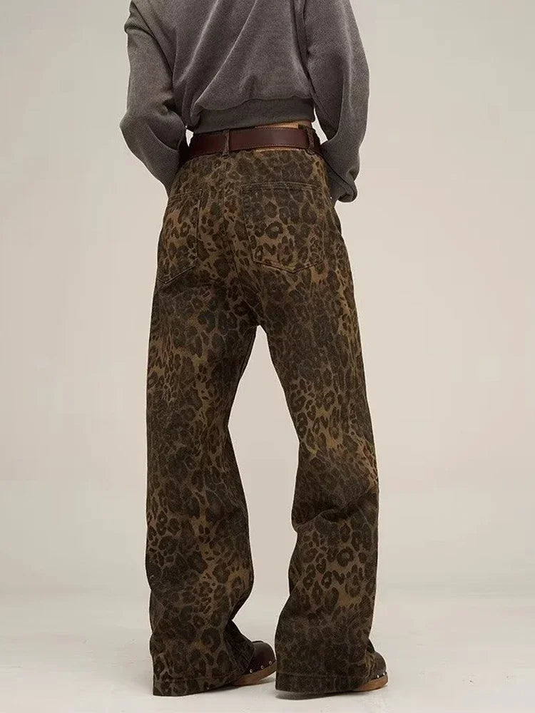 Leopard Print Loose Fit Jeans