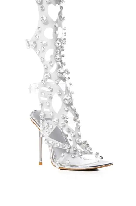 Knee High Crystal Sandals