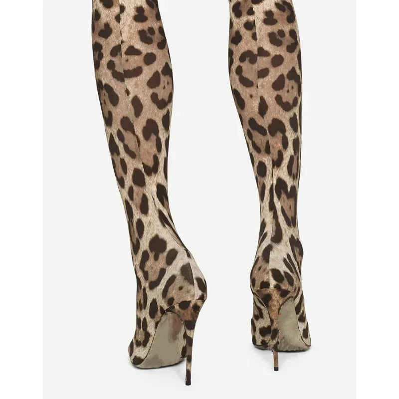 Thigh High Leopard Print Boots