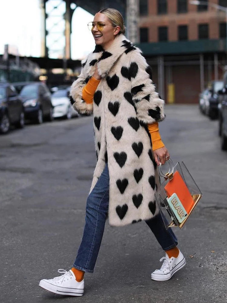 Faux Fur Heart Coat