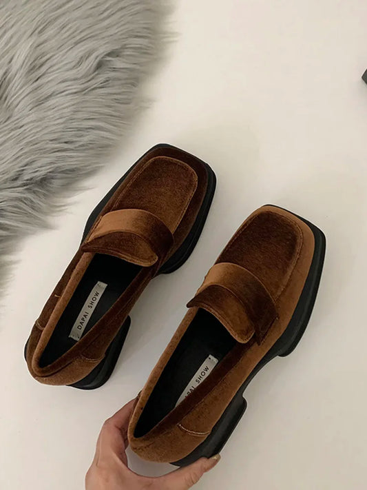 Brown Velvet Loafers