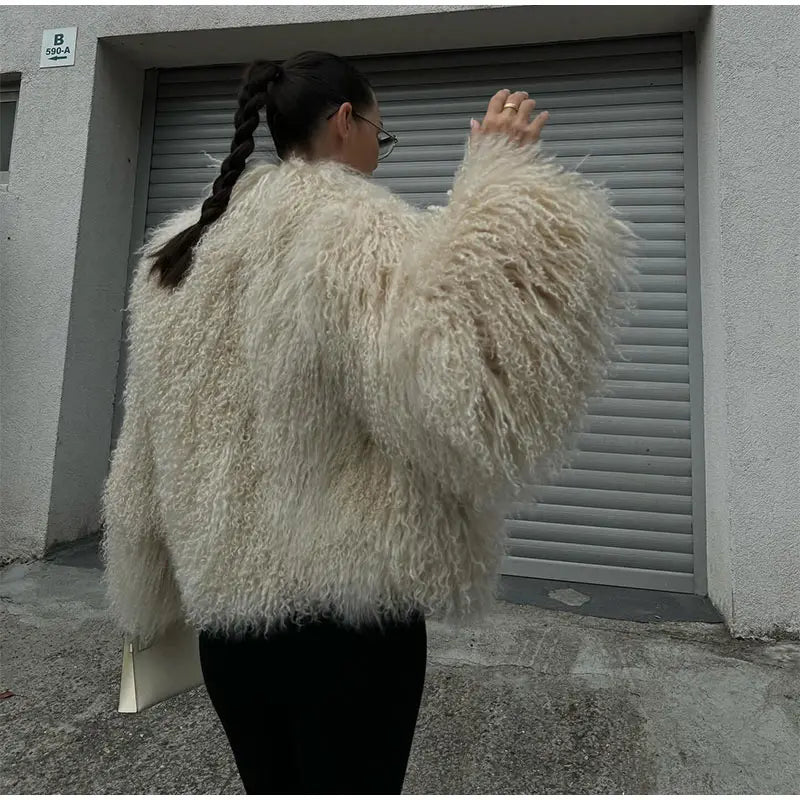 Short Fluffy Wool Coat