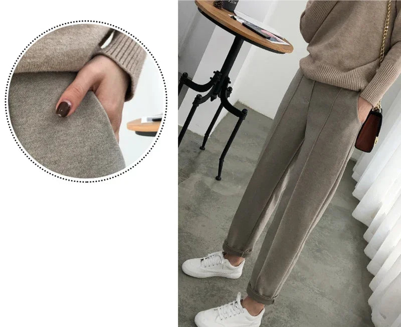 Wool Ankle Length Pencil Pants