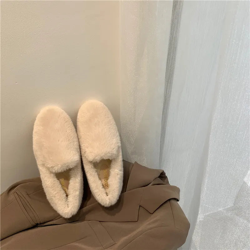 Soft Cream Fur Loafers