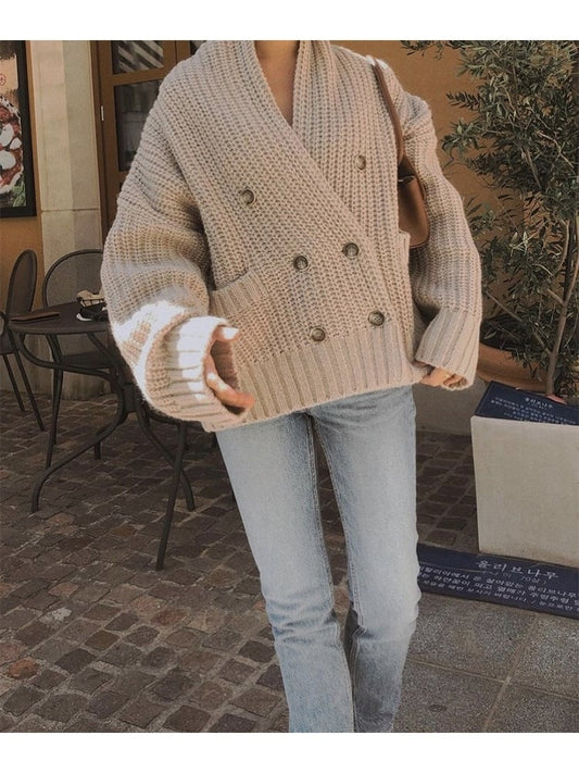 Double Breasted Knit Cardigan
