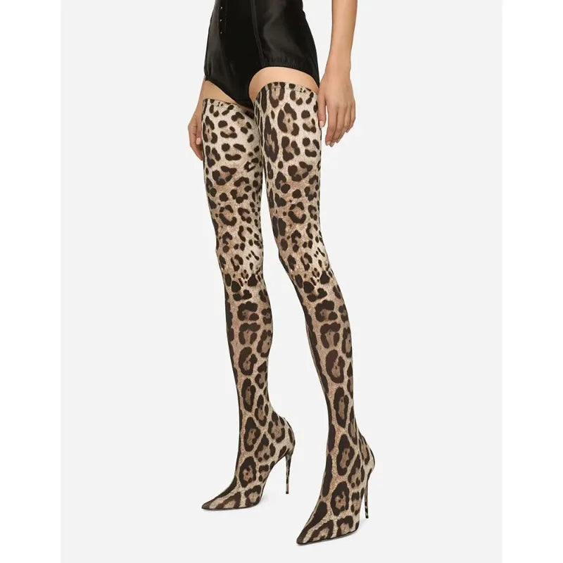 Thigh High Leopard Print Boots