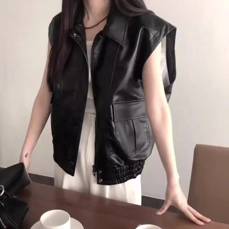 Faux Leather Bomber Vest