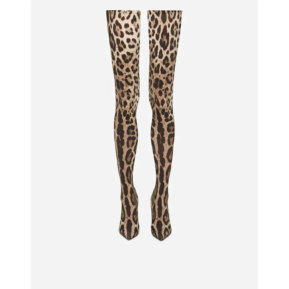 Thigh High Leopard Print Boots