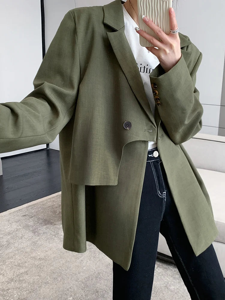 Green Double Lapelled Blazer