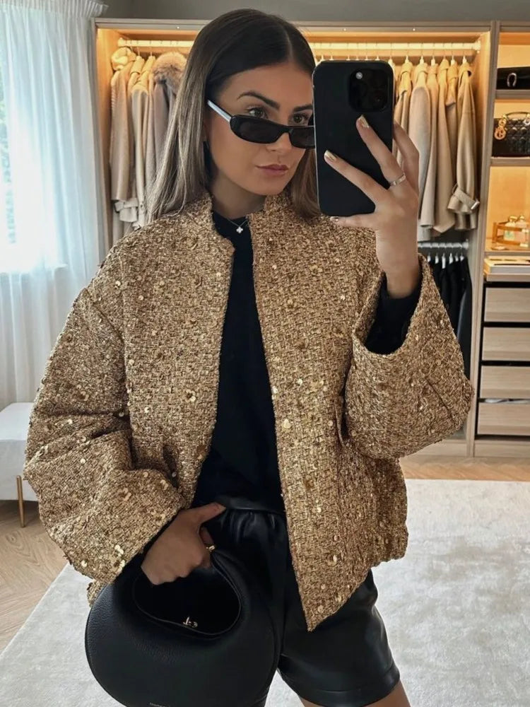 Gold Sequin Woven Jacket