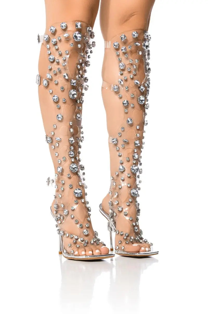 Knee High Crystal Sandals