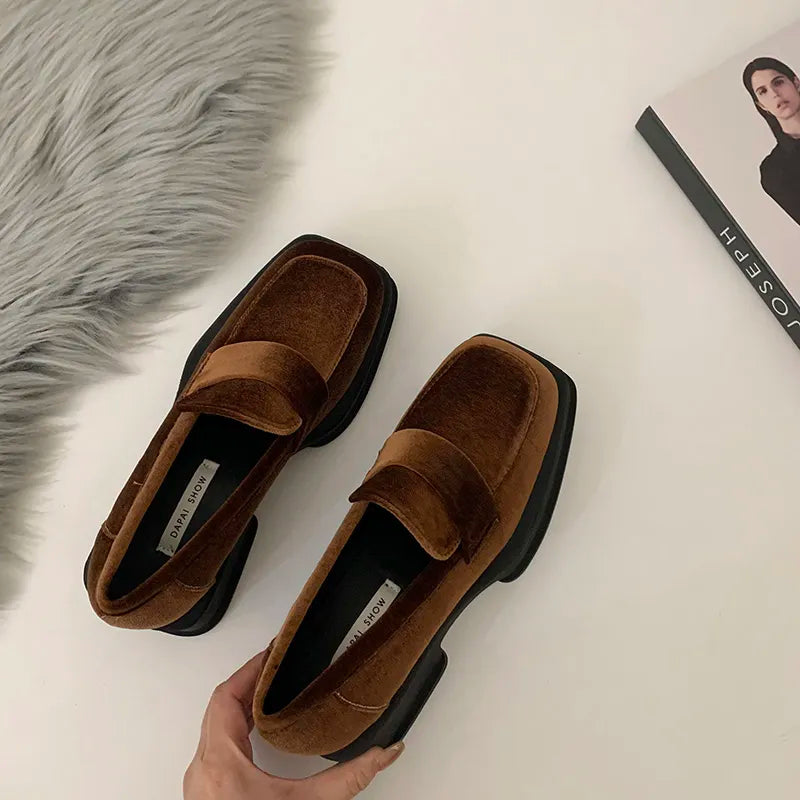 Brown Velvet Loafers