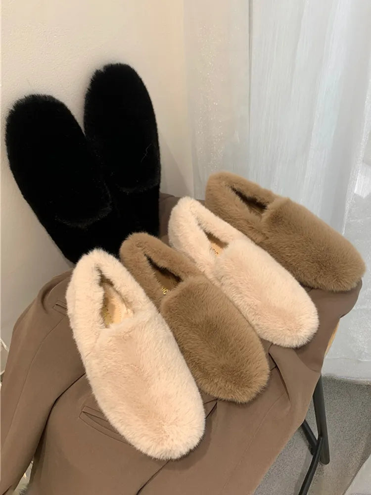 Soft Black Fur Loafers