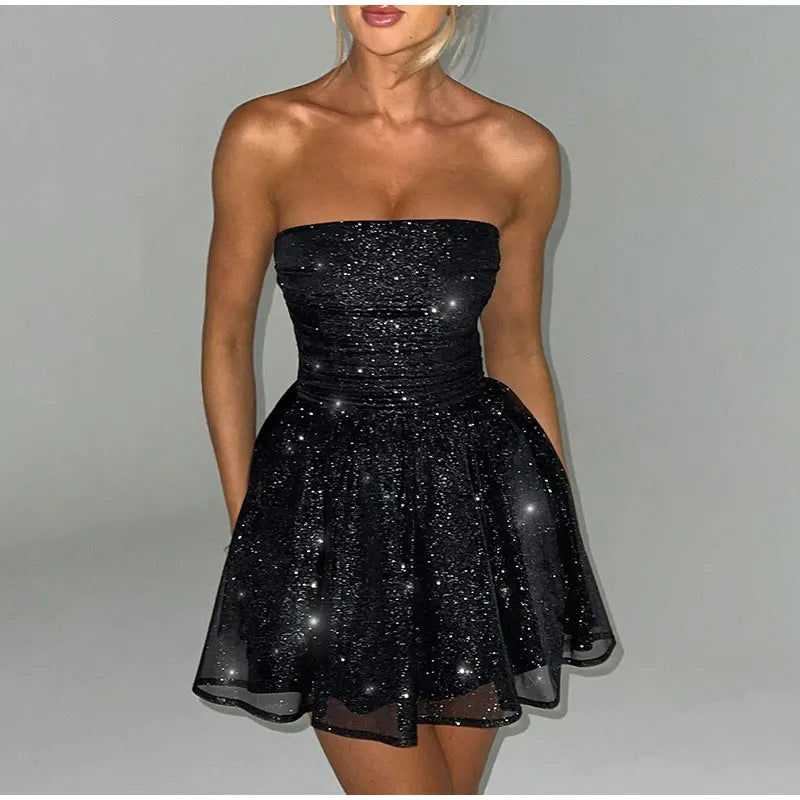 Sparkly Strapless Mini Dress