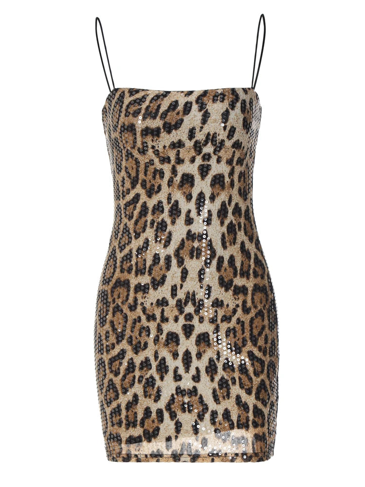 Sequined Leopard Print MIni Dress