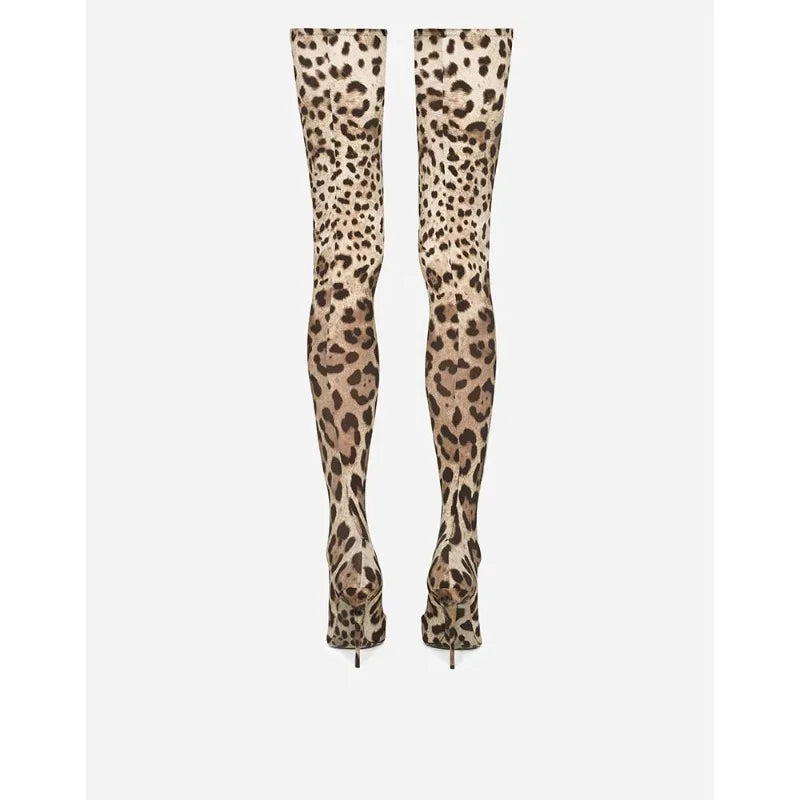 Thigh High Leopard Print Boots