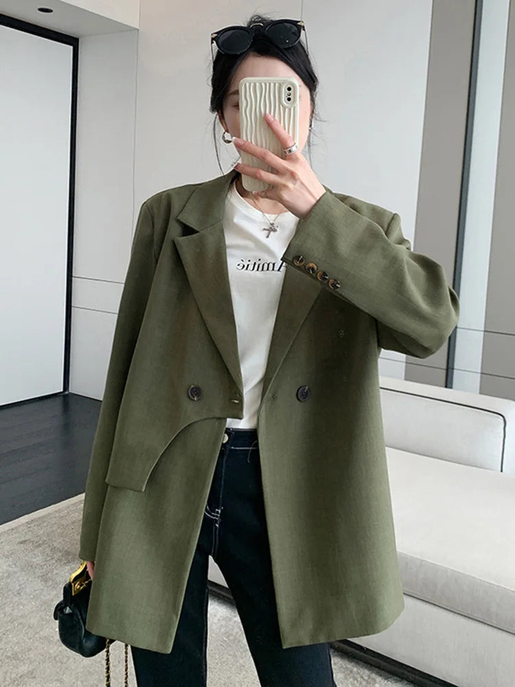 Green Double Lapelled Blazer