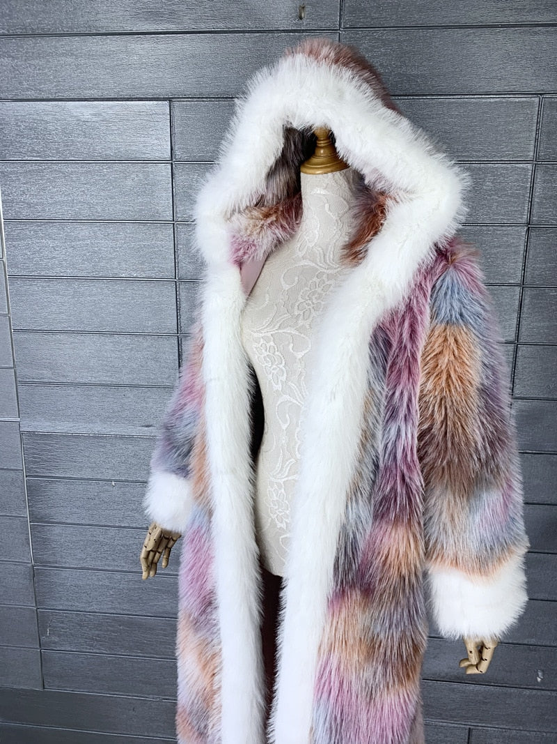 Colourful Faux Fur Coat
