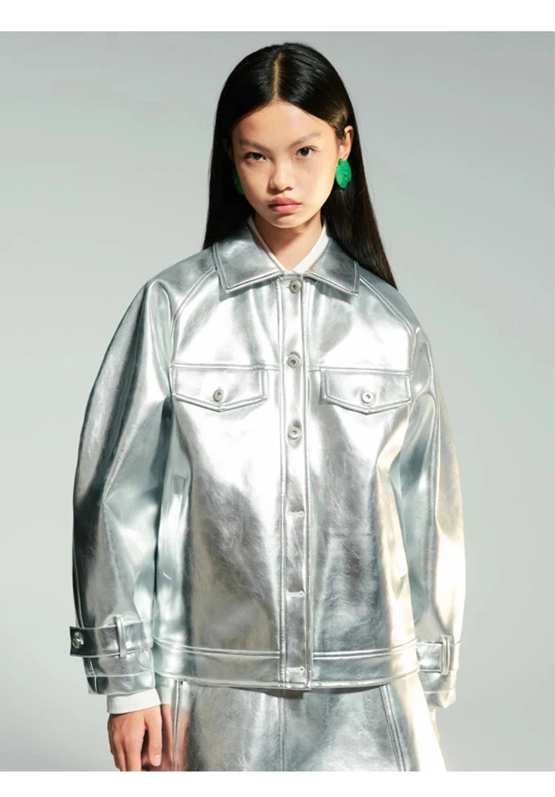 Silver Patent Leather Jacket