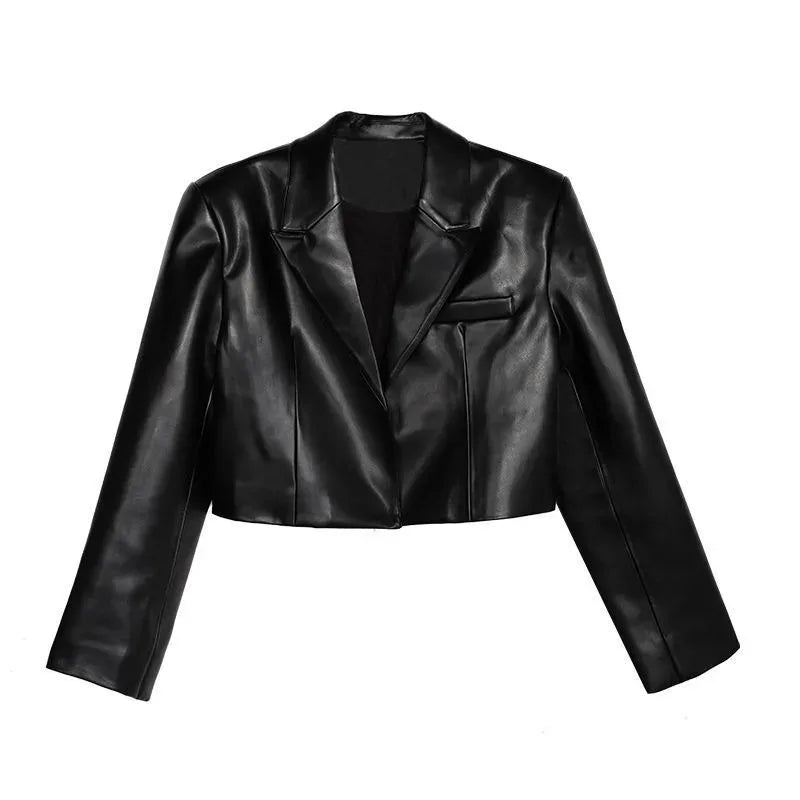 Cropped Leather Blazer