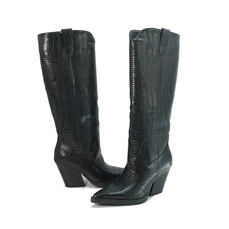 Western Style Knee High Boots