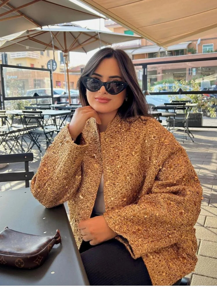 Gold Sequin Woven Jacket
