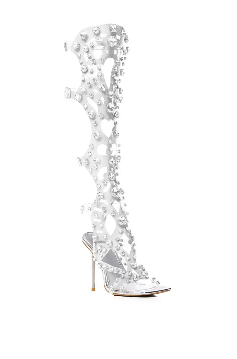 Knee High Crystal Sandals