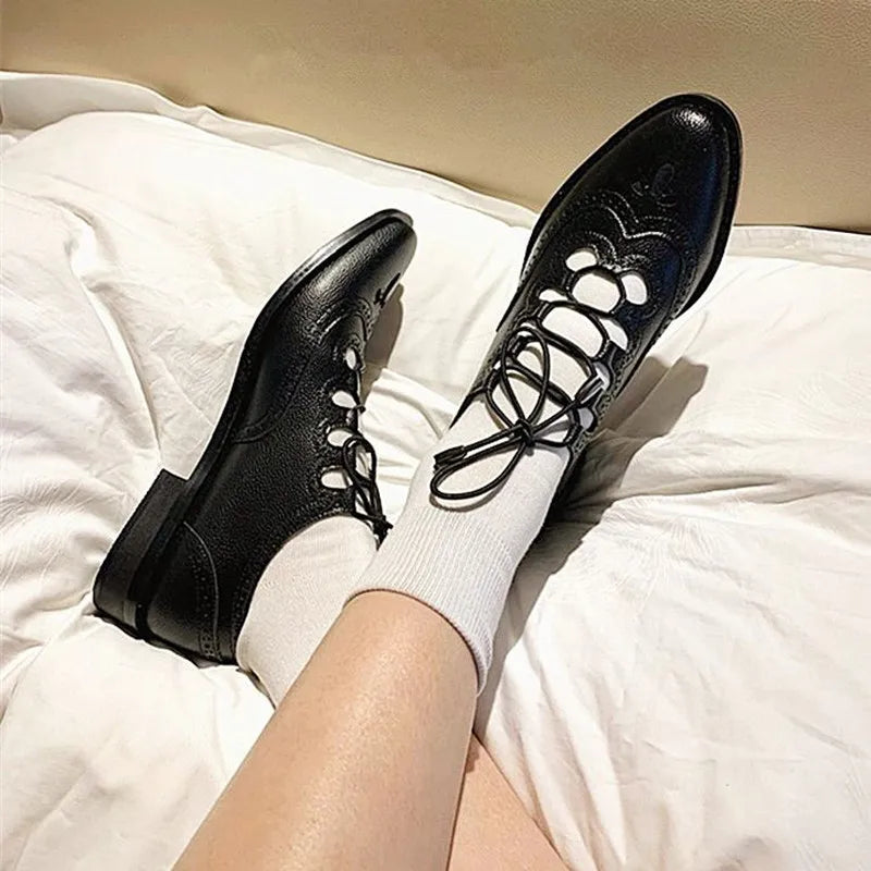 Leather Pointed Toe Oxfords