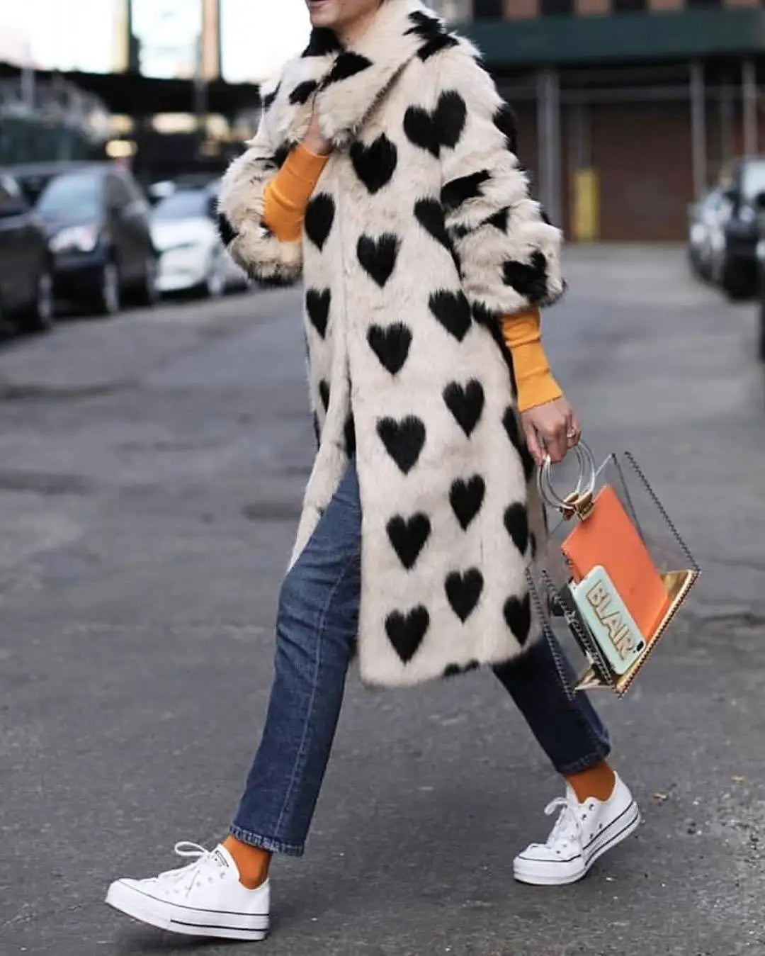 Faux Fur Heart Coat