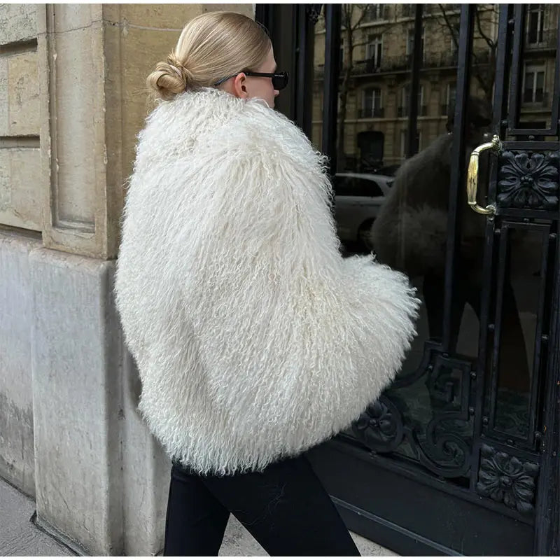 Short Fluffy Wool Coat