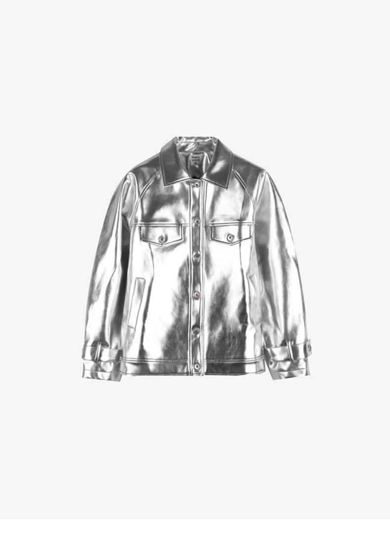 Silver Patent Leather Jacket