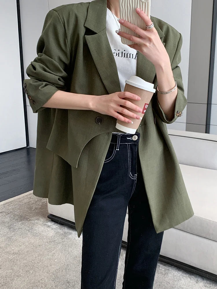 Green Double Lapelled Blazer