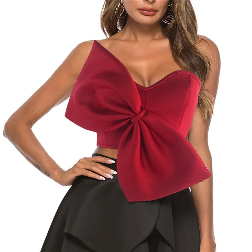 Strapless Bow Tie Bustier Top