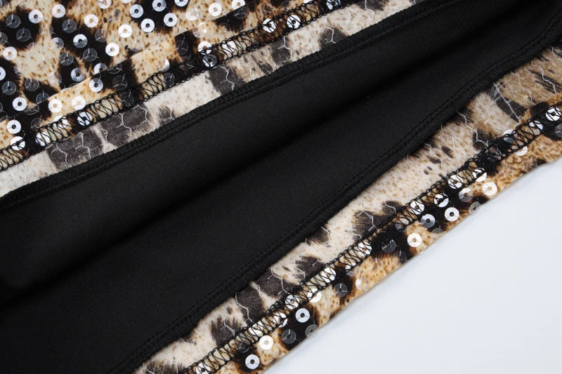 Sequined Leopard Print MIni Dress