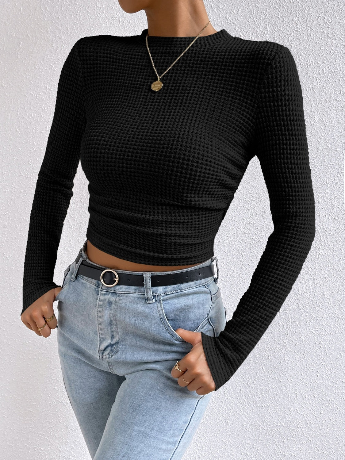 Honey Round Neck Long Sleeve T-Shirt