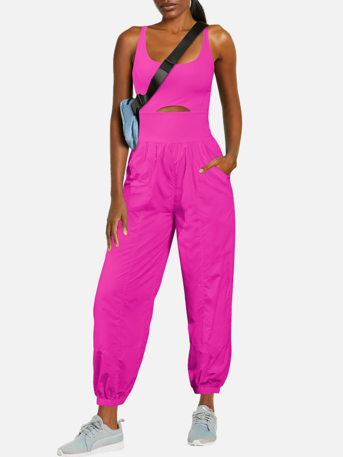 Cutout Scoop Neck Wide Strap Jumpsuit