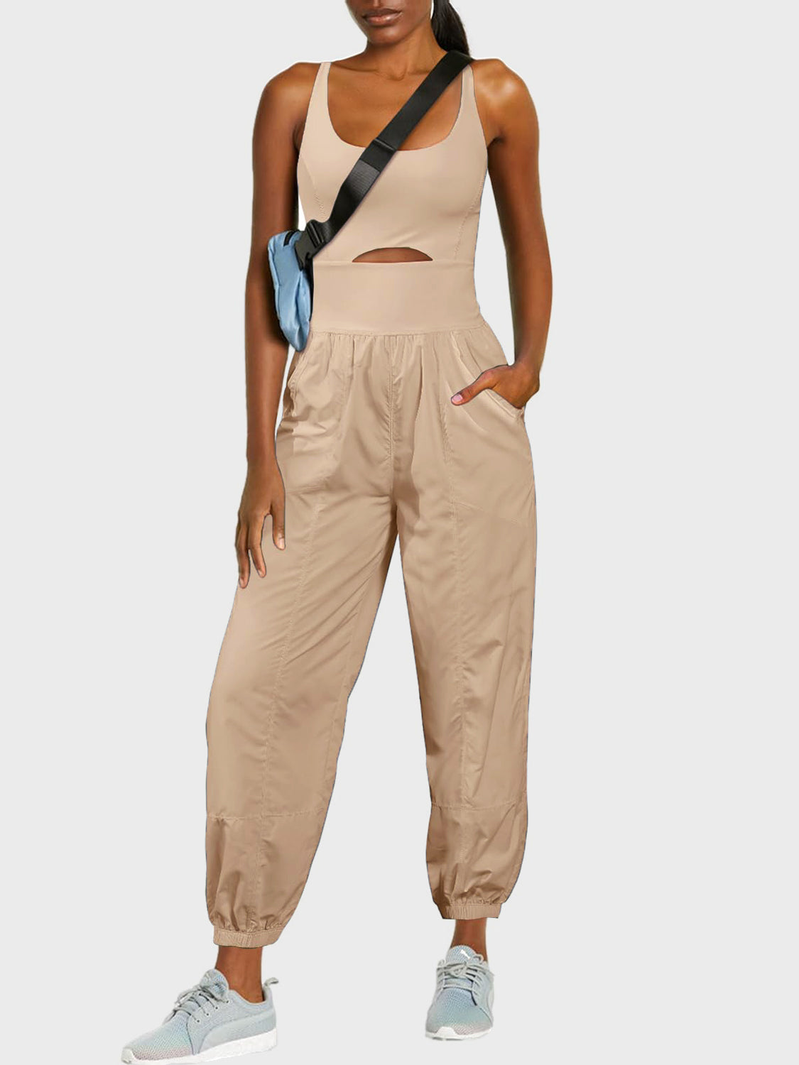 Cutout Scoop Neck Wide Strap Jumpsuit