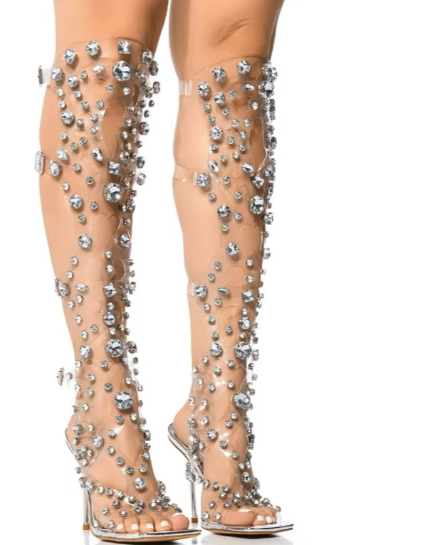 Knee High Crystal Sandals