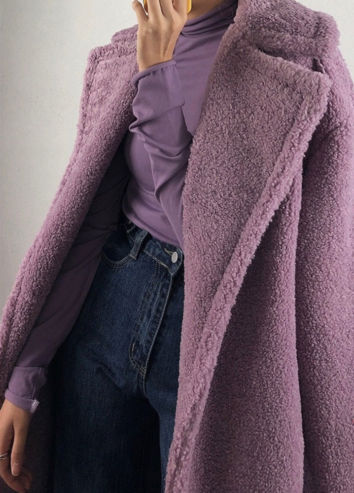 Long Oversized Teddy Coat - Multiple Colors
