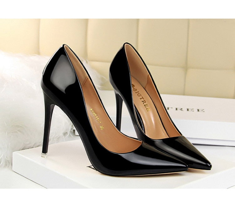 Black Opium Patent Leather High Heels Shoes