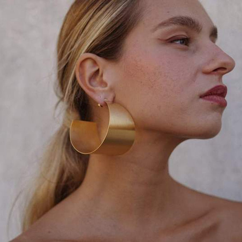 Gold Semi-Hoop Drop Earrings