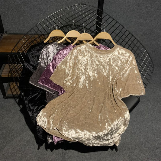 Oversized Shimmering Velvet T Shirt