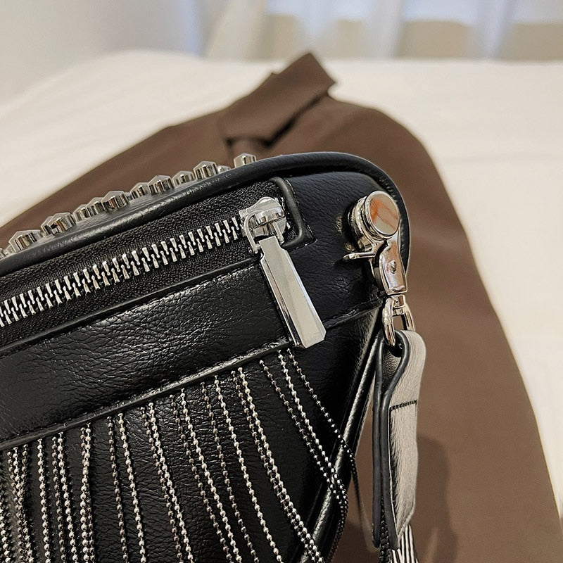 Large Tassel Leather Fanny Bag