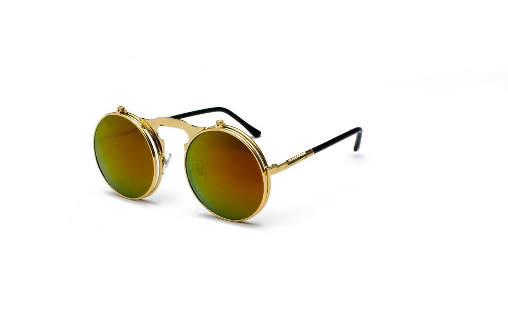 Retro Flip Round Framed Sunglasses