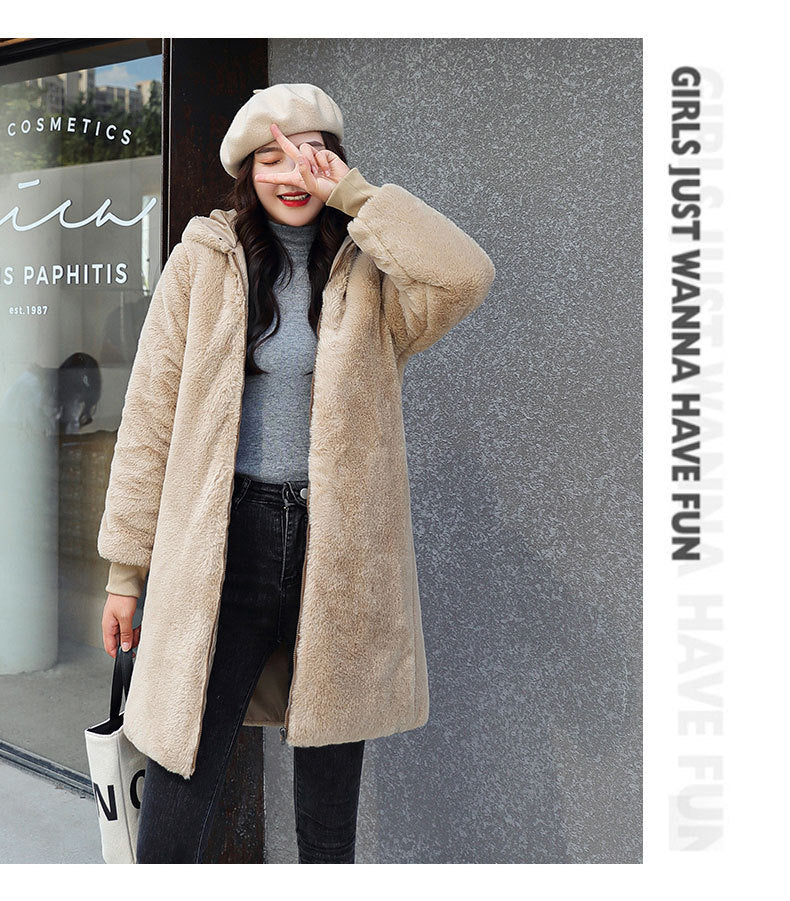 X-Long Thick Faux Fur Trench Style Winter Parka