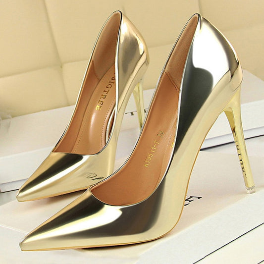 Goldy Locks Patent Leather High Heels Shoes